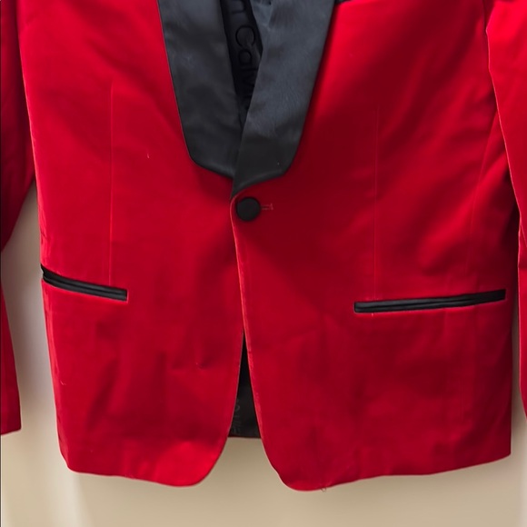 Calvin Klein Red and Black Velvet Tuxedo - Picture 3 of 6